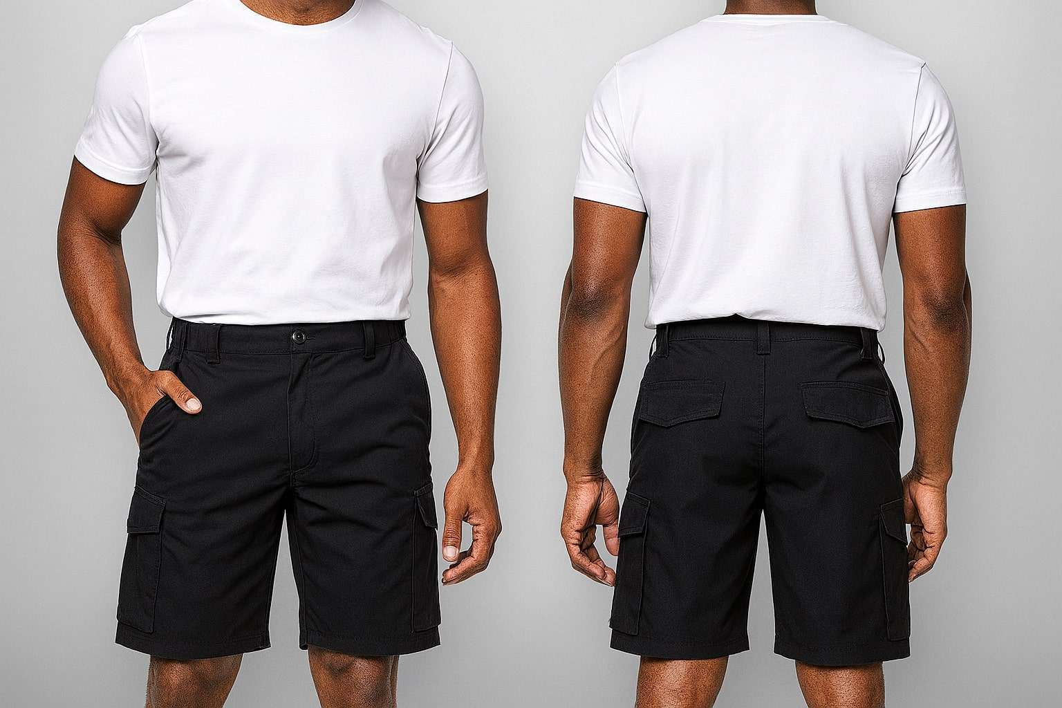 Lot De 2 Bermudas Homme - Taille 42-44 - Couleurs Noir Et Beige - Occasion Très Bon état
