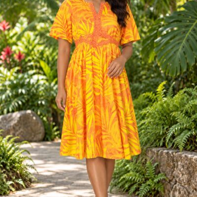 Robe Aimata courte - Feuillage